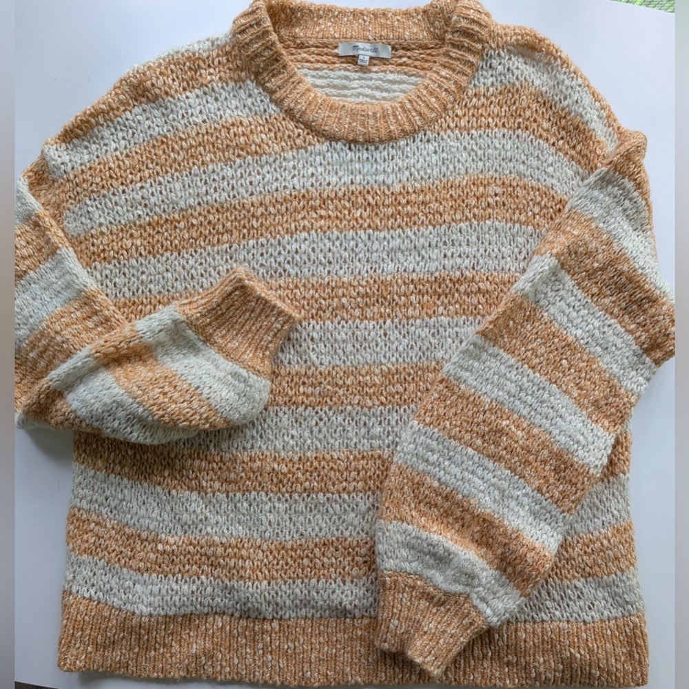Madewell Apricot & Ivory Pullover Knit Sweater 
Women’s Large